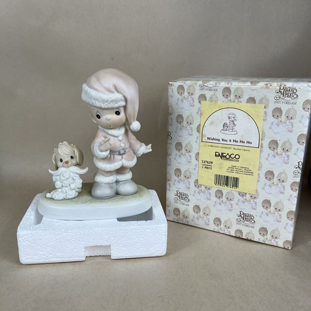 Precious‎ Moments “Wishing You A Ho Ho Ho” Boy & Puppy 527629 W/ Box 1992